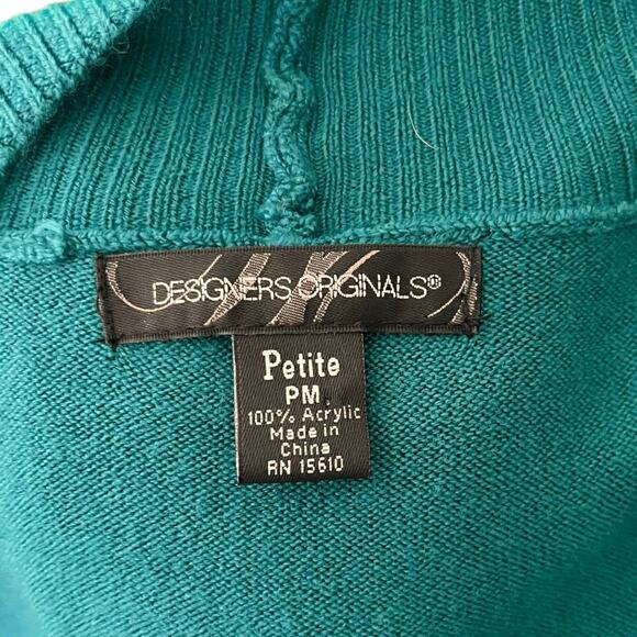 Vintage Size PM Womens Designer Originals Open Cardigan Teal Lyons Blue Fall - Picture 5 of 5